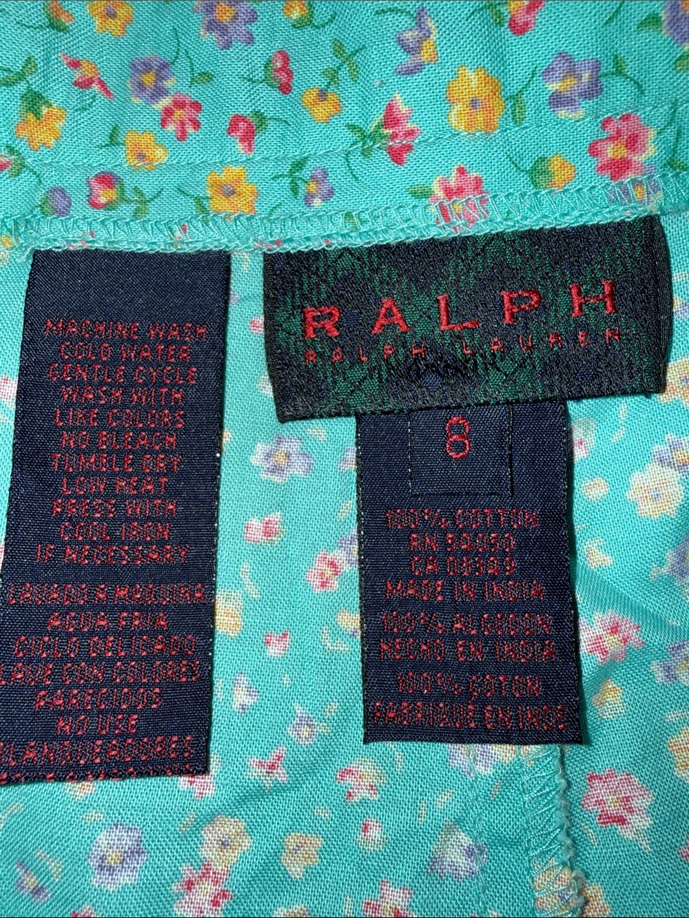 Ralph Lauren Teal Floral High-Waist Shorts 8 - Picture 4 of 7